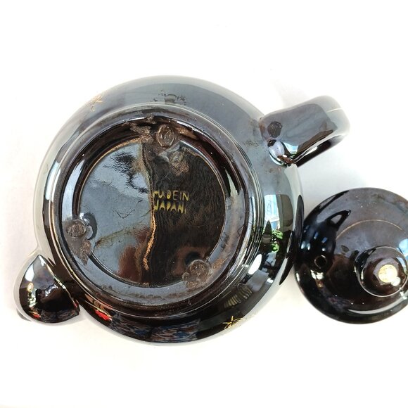 Vintage Brown Ceramic Japanese Tea Pot with Floral Motif - Picture 5 of 5